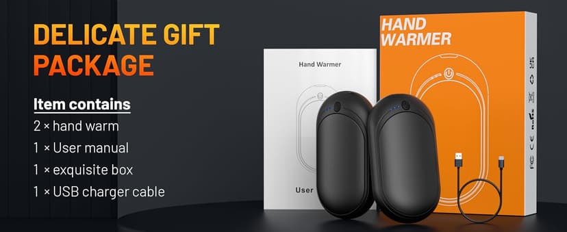 Hand Warmers Rechargeable, KNIFOD 2 Pack 6000mAh Portable Electric Handwarmers, Reusable USB Pocket Heater Great for Raynauds, Hunting, Golf, Camping, Christmas Outdoor, Women Mens Warm Gifts