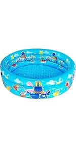 3 Rings Kiddie Pool for Toddler, 48”X12”,Kids Swimming Pool, Inflatable Baby Ball Pit Pool, Small Infant Pool (Blue)