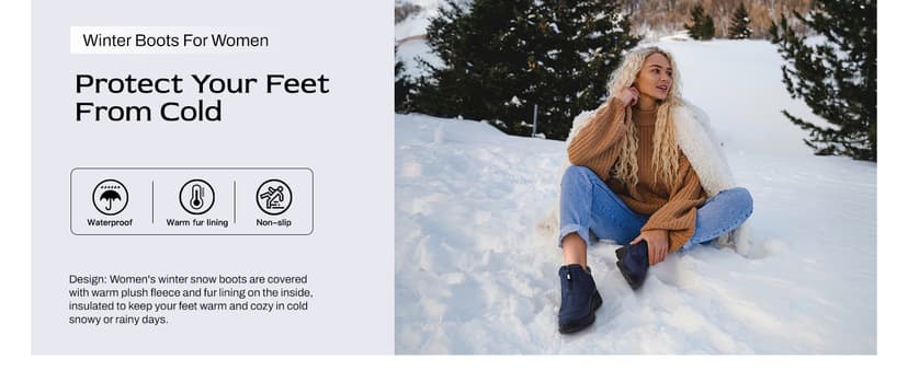 TEMOFON Winter Snow Boots for Women: Waterproof Warm Fur Lined Walking Outdoor Ankle Booties Slip on Snow Shoes Size 5-12
