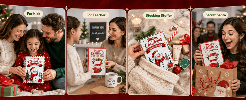 5x7 Inches Christmas Gift Card Book For Teens, Adults, Kids; Easy to Gift, Teen Girl Gifts Trendy Stuff, Stocking Stuffers Merry Christmas Gift Card Book For Teens, Adults - 24 Pages Gift Card Book B0HBPYN1SW