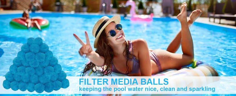 WLLEYAY 4 lbs Pool Filter Balls, New Upgrade Efficient Swimming Pool Filter Sand Alternative, Reusable Eco-Friendly Blue Filter Media Balls, Replace 150 lbs Filter Sand, Lasts for Several Seasons