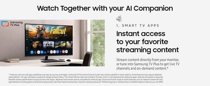 Samsung 43” Smart Monitor M7 (M70F) 4K UHD Display, Samsung Vision AI, Smart TV Apps, Gaming Hub, USB-C, HDMI and USB-A, Black, LS43FM702UNXZA, 2025