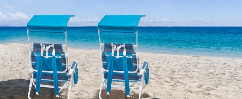 2 Pack Beach Chair with Canopy Shade, 5 Positions Lay Flat Textilene Reclining Beach Chair with Backpack Straps, Cooler Bag & Cup Holder for Outdoor Lawn Camping