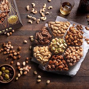 Nuts Gift Basket - Assortment of Sweet & Roasted Salted Gourmet Nuts - Assorted Food Gift Box for Birthday, Family, Sympathy, Men & Women.