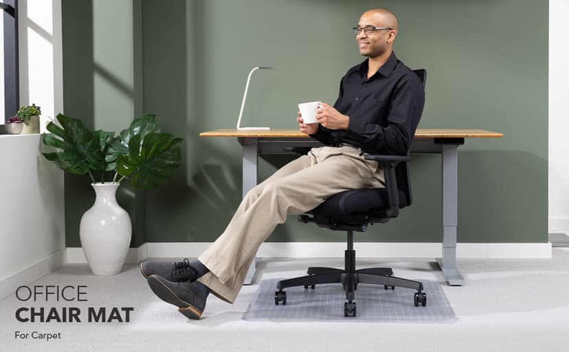 HON Office Chair Mat for Carpet, Clear Desk Mat with Extended Lip for Rolling Computer Chairs, Heavy Duty Vinyl Floor Protector for Low Pile Carpet, 36 x 48 in, Clear
