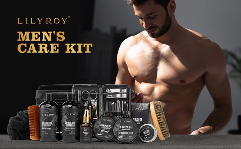 Father's Day Gift for Men - Luxury 30-Piece Bath & Beard Gift Set for Men, Bath & Body Care Kit for Him with Beard Wax | Christmas, Valentine's Day, Birthday, Spa Kit Travel Bag Gift for Dad