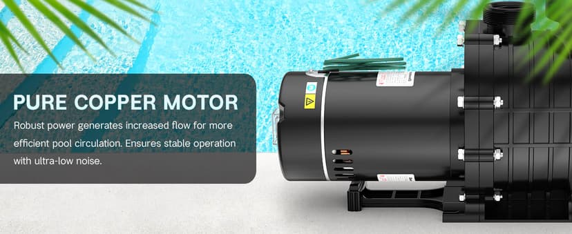 Pool Pump Above Ground/Inground, 2 HP 6900GPH Powerful Selfpriming Pool Pumps for 15,000-31,000 Gallons Pools, Dual Voltage Swimming Pool Pump with Strainer Basket & Drain Plug (2.0HP)