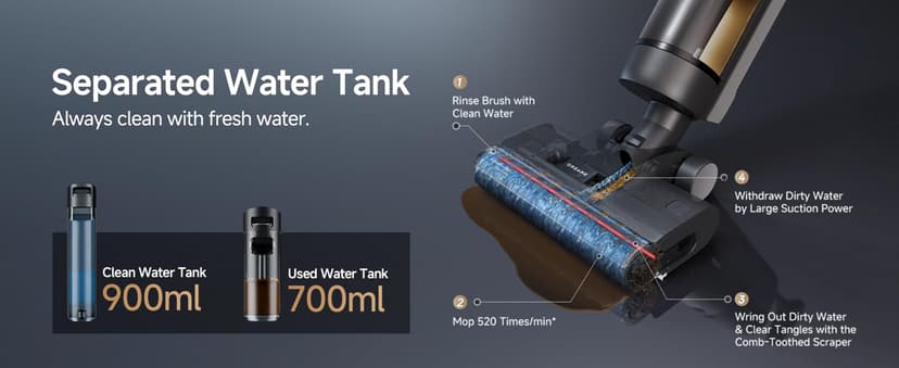 DREAME G10 Pro Wet Dry Vacuum Cleaner, Vacuum Mop All in One with Auto Self-Cleaning, Floor Cleaner Machine for Hard Floor, 35 Mins Runtime, Edge Cleaning, Self-Propelled Vacuum Mop Combo