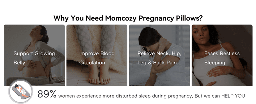 Momcozy Pregnancy Pillows for Sleeping, U Shaped Full Body Maternity Pillow with Removable Cover - Support for Back, Legs, Belly, HIPS for Pregnant Women, 57 Inch Pregnancy Pillow for Women, Grey