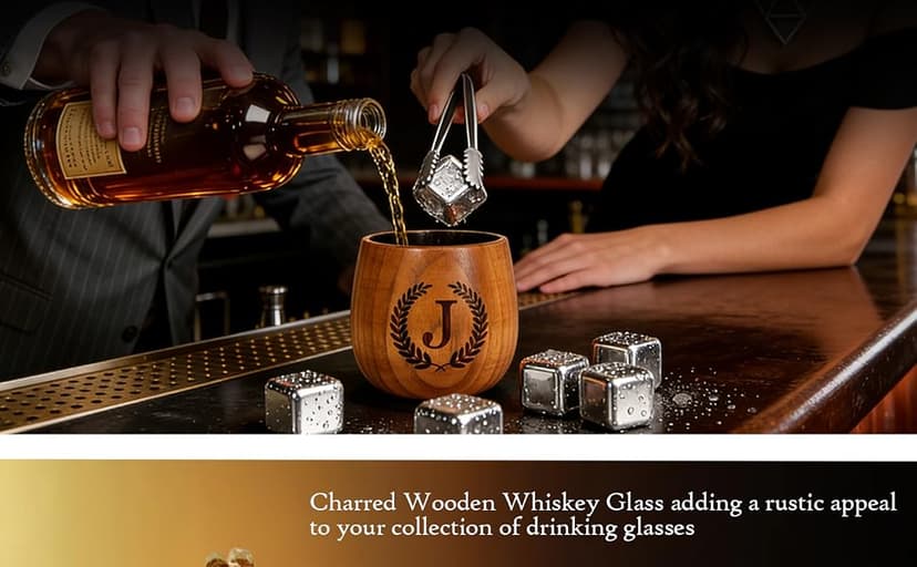Birthday Gifts for Men Dad Husband Whiskey Glass Anniversary Groomsmen Gift, Whiskey Bourbon Gifts for Men Brother Grandpa Personalized Charred Wooden Bourbon Glass(J) B0GSFFTSFQ