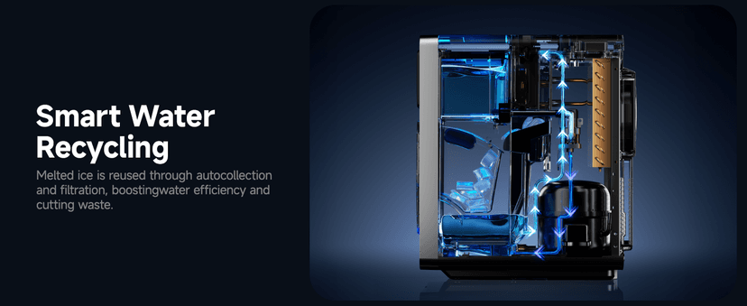 EUHOMY LunaArc Crescent Ice Maker Countertop, 16Pcs Ready in 12Mins, 1600Pcs/Day, Auto Deep Cleaning, Timer, Adjustable Ice Thickness, Portable Ice Cube Maker for Whiskey/Coffee/Soft Drinks