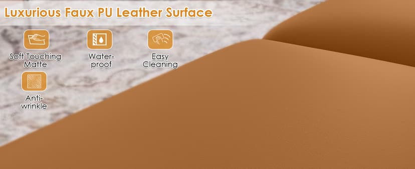 FOTOSOK 78'' Couch Sofa, Modern Leather Couches for Living Room, Comfy, Faux Leather Sofa 3 Seater Sofa with 2 Throw Pillows and Gold Metal Legs, Deep Seat Sofas (Brown)