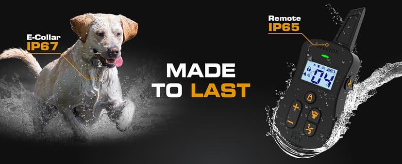 INVIROX Ultra K9 Dog Training Collar with Remote, 124 Levels for Reactive, Stubborn or Hard-to-Train Dogs, ¾ Mile Range, Night-Light Mode, Safe Communication, IP67 Waterproof E Collar for Large Dogs