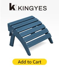 KINGYES Folding Adirondack Chair, HDPE All-Weather Patio Chairs with Cup Holder, Wooden Textured Fire Pit Chairs Recliner for Poolside, Backyard, Deck, Navy