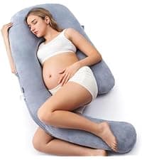 Momcozy Pregnancy Pillows for Sleeping, U Shaped Full Body Maternity Pillow with Removable Cover - Support for Back, Legs, Belly, HIPS for Pregnant Women, 57 Inch Pregnancy Pillow for Women, Grey