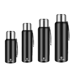 Insulated vacuum Thermo Bottle 500ml/16.9oz with cup Stainless steel coffee bottles for hot and cold drink water flask.(Black,500ml)
