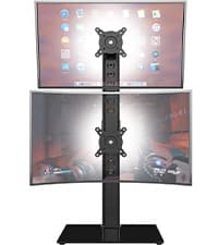 Single LCD Computer Monitor Free-Standing Desk Stand Mount Riser for 13 inch to 32 inch screen with Swivel, Height Adjustable, Rotation, Vesa Base Stand Holds One (1) Screen up to 77Lbs(HT05B-001))