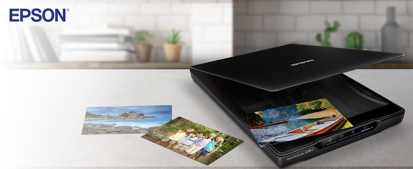 Epson - Perfection V39 II - Color Photo and Document Flatbed Scanner - 4800 dpi Optical Resolution - High-Rise, Removable Lid - Scan to Cloud - USB Power - Image Scanning - Black
