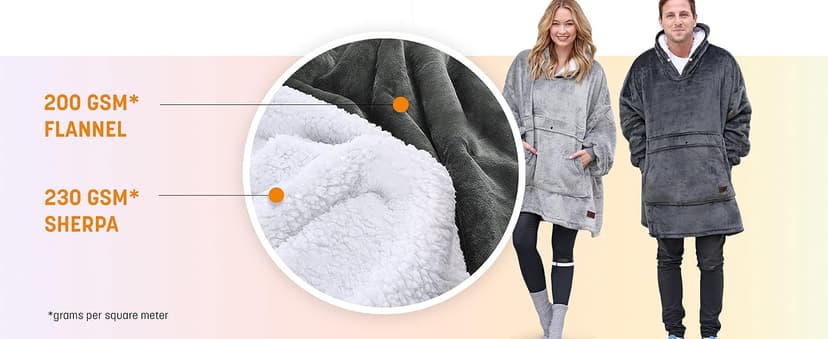 Catalonia Oversized Blanket Hoodie Sweatshirt, Wearable Sherpa Lounging Pullover for Adults Women Men
