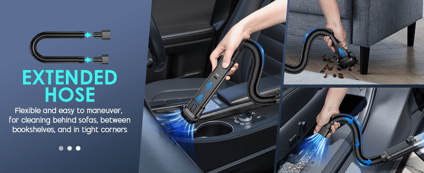 CKIKH Handheld Vacuum Cordless, 15000PA Strong Suction Hand Held Car Vacuum Cleaner Portable with Multi-Nozzles & Washable Filter, Lightweight Dust Busters Rechargeable for Home, Car, Office, Pets