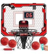 JOYIN Arcade Basketball Game Set with 4 Balls and Hoop for Kids 3 to 12 Years Old Indoor Outdoor Sport Play - Easy Set Up - Air Pump Included - Ideal for Competition