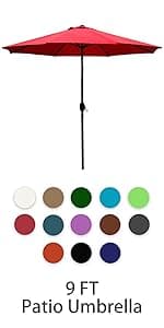 Sunnyglade 7.5' Patio Umbrella Outdoor Table Market Umbrella with Push Button Tilt/Crank, 6 Ribs (Tan)