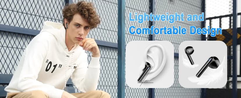 Wireless Earbuds, 2025 Bluetooth 5.3 Headphones HiFi Stereo Ear buds with ENC Noise Cancelling Mics, 40H Bluetooth Earbuds with Dual LED Display, IP7 Waterproof in Ear Earphones for Android iOS, Black