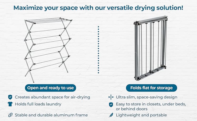 Honey-Can-Do Collapsible Laundry Drying Rack, Sturdy Steel, Foldable & Portable Clothes Drying Rack, Space-Saving Design, Indoor & Outdoor Drying, Ideal for Laundry Room 50lb Capacity, Silver