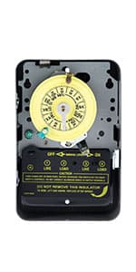 Intermatic T104 24-Hour Mechanical Timer Switch - 208–277 VAC, DPST, Indoor Metal Enclosure, Heavy-Duty, Manual Override, 40 Amp - Ideal for Lights, Pumps, Fans, and HVAC Systems