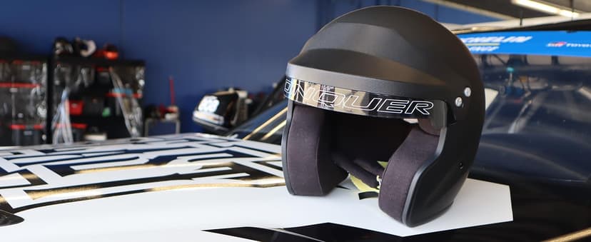 Conquer Snell SA2025 Approved Open Face Auto Racing Race Car Helmet - Adult | Men | Women | Youth - ( Black / White / Silver )