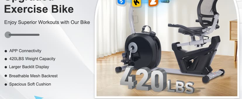 Recumbent Exercise Bike for Seniors - 400LB Weight Capacity Recumbent Bikes with Comfortable Seat, Pulse Sensor, 16-level Resistance, LCD Monitor