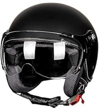 Yesmotor 3/4 Motorcycle Helmets Retro Open Face Vespa Scooters Helmet with Clear Visor for Men and Women- DOT Approved