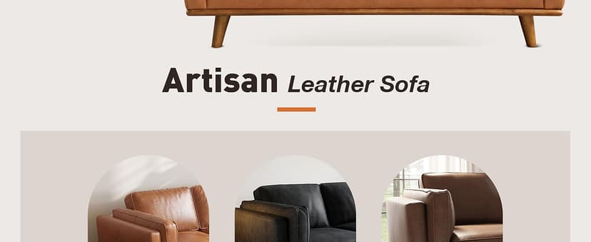 Valencia Artisan Full Leather Loveseat Sofa 66” - Pure Full Italian Nappa Leather Couch, Solid Wood Accent, Ultimate Comfort, Cognac Tan