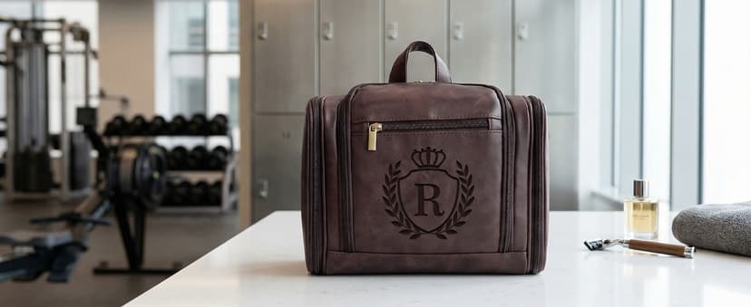 Large Hanging Leather Dopp Kit Engraved Monogram Brown Waterproof Bathroom Shaving Grooming Accessory|Luxury Unique Male Gift Personalized Gifts for Men Dad Father Birthday Toiletry Travel Bag J B0GL21B7QQ