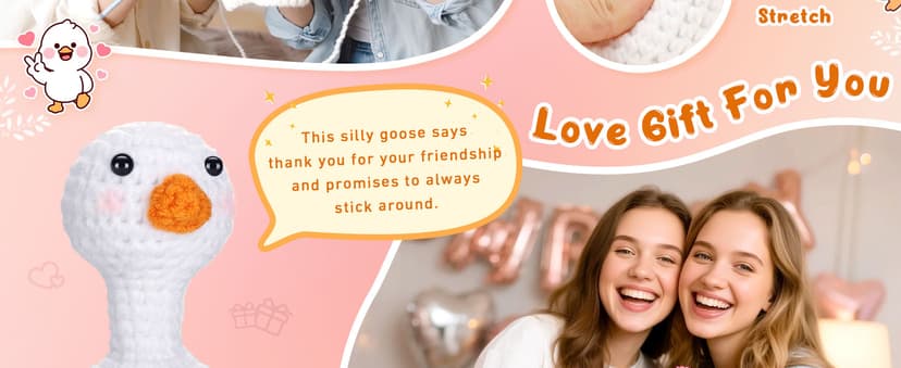 Mini Goose Best Friend Birthday Gifts for Women Men, Friendship Gifts for Her College Teen Girls, Thanksgiving Christmas Bestie BFF Long Distance Gift, Handmade Crochet Animals Funny Desk Silly Goose