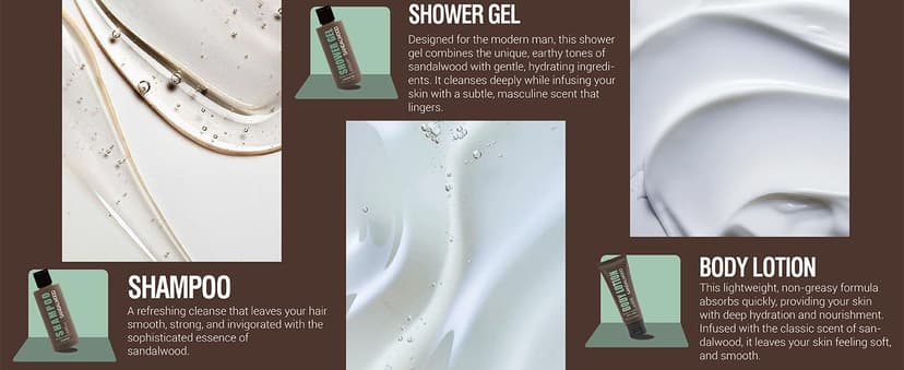 BODY & EARTH Men Gift Sets - 3PC Mens Gift Baskets Includes Sandalwood Shower Gel, Body Lotion, Shampoo, Mens Gift Basket as Birthday and Christmas Gifts for Men, Boyfriends and husbands