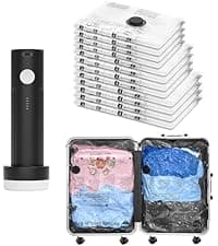 SUOCO 20 Combo Vacuum Storage Bags with Electric Pump, (4 Jumbo/4 Large/6 Medium/6 Small) Travel Clothes Space Saver Bags, Vacuum Seal Bags for Luggage Clothing Pillows Comforters Blankets