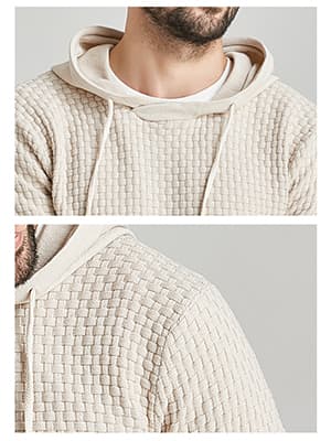 Zaitun Mens Hooded Sweatshirt Long Sleeve Solid Knitted Hoodie Pullover Sweater