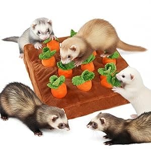Ferret Foraging Toys Novelty Carrot Snuffle Mat Interactive Pet Treat Enrichment Toys for Small Animals Bunny Rabbit Chinchilla Guinea Pig Hamster (12Carrot)