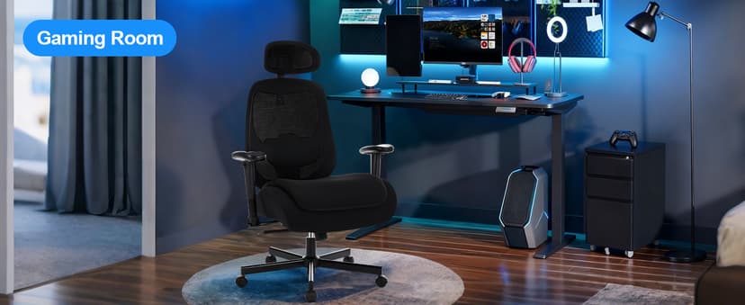 BOSMILLER Big and Tall Office Chair with Wide Thick Seat Cushion for Heavy People,700lbs Ergonomic Mesh Desk Chair with Adjustable Lumbar Support and Headrest, Armrests for Adults Sitting All Day