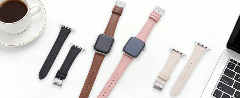 Thin Soft Goatskin Women Leather Bands Compatible With Apple Watch Band 49mm 46mm 45mm 44mm 42mm 41mm 40mm 38mm, Premium Lightweight Slim Leather Straps for iWatch Ultra SE 11 10 9 8 7 6 5 4 3 2 1