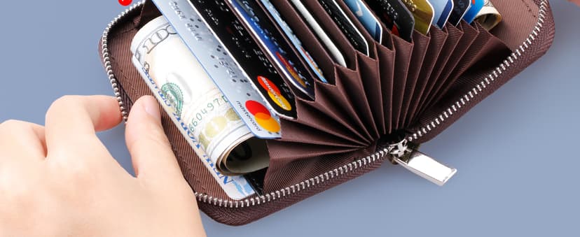 FurArt Zipper Wallet Women, RFID Blocking Credit Card Wallet, Business Card Holder, Compact Size KeyChain Wallet