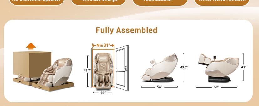 MYNTA Massage Chair Full Body with Heat, Zero Gravity SL-Track 3D Massage Chairs with Thai Stretching, 12 Modes,12 Massage Techniques, Calf & Foot Massage, Wireless Charging, White Noise