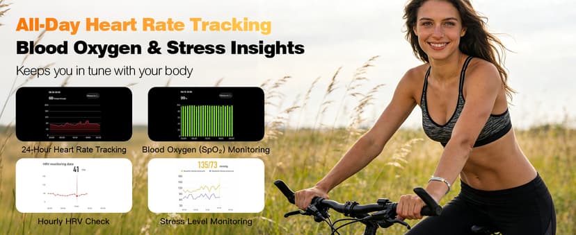 Smart Bracelet for Women, Jewelry Fitness Tracker with 2 Bands, Heart Rate & SpO₂ Monitor, Stress & Sleep Tracking, Step & Calorie Counter, 5ATM Waterproof for iOS & Android, No Subscription, Silver