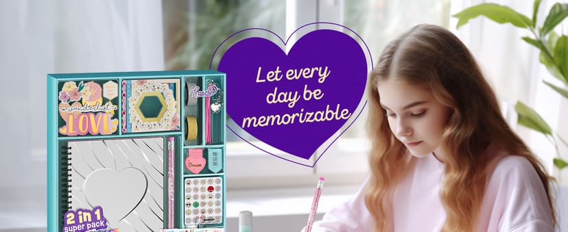 2-Pack DIY Journal Kit for Girls -Christmas Birthday Gifts for Girls 8 9 10 11 12 13 14 Years Old - Arts & Crafts for Teens Trendy Stuff - Scrapbook & Diary Supplies Toys Set