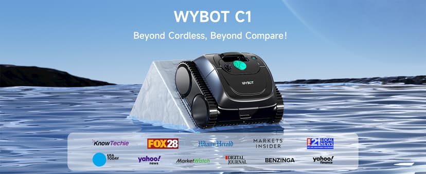 (2026 Upgrade) WYBOT C1 Cordless Robotic Pool Vacuum for Inground Pools, Above Ground Pool Cleaner 4-in-1 Wall & Waterline Cleaning Up to 1,614sq.ft, 150mins Smart Navigation, App Support