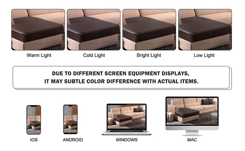 Yates Home Couch Covers for Sectional Sofa L Shape PU Leather Cushion Slipcover Water-Proof Elastic Chaise Seat Cover Protector Slip Cover for Settee Seater Replacement in Living Room(XXL, Chocolate