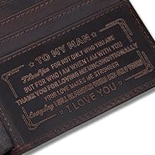 Personalized Engraved Leather Wallet for Dad Son Husband Boyfriend - Perfect for Christmas Anniversary Birthday Fathers Day Valentines Graduation Wedding - Custom Love Message Bifold Wallets for Men