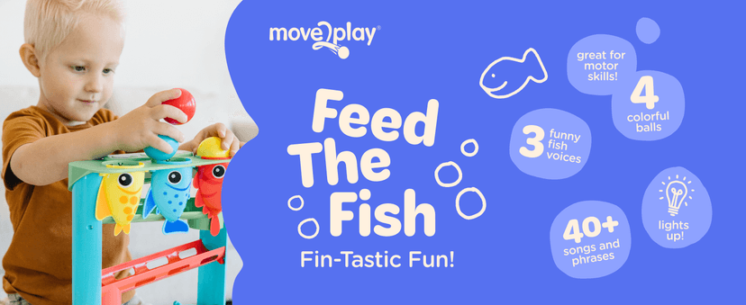 Move2Play, Feed The Fish | Interactive Baby & Toddler Toy | 1, 2+ Year Old Gift & Birthday Present | Boys & Girls Babies Ages 6, 7, 8, 9, 10, 12, 18, 24+ Months Old