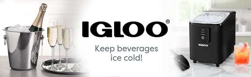 Igloo Portable Ice Maker with Scoop & Basket- Ice Maker with LED Control Panel & 1.5 Quart Water Tank-Ice Cube Maker Produces 26 Lbs. of Ice in 24 Hours With 8 Large or Small Cubes In 7 Minutes- Black